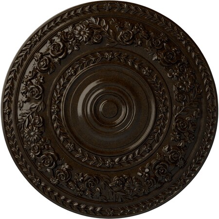 Rose Ceiling Medallion (Fits Canopies Up To 13 1/2), Hand-Painted Bronze, 33 7/8OD X 2 3/8P